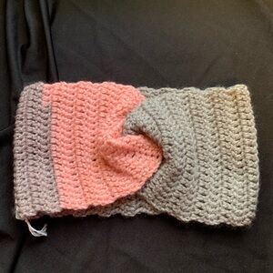 Pink and Gray Crochet Headband
